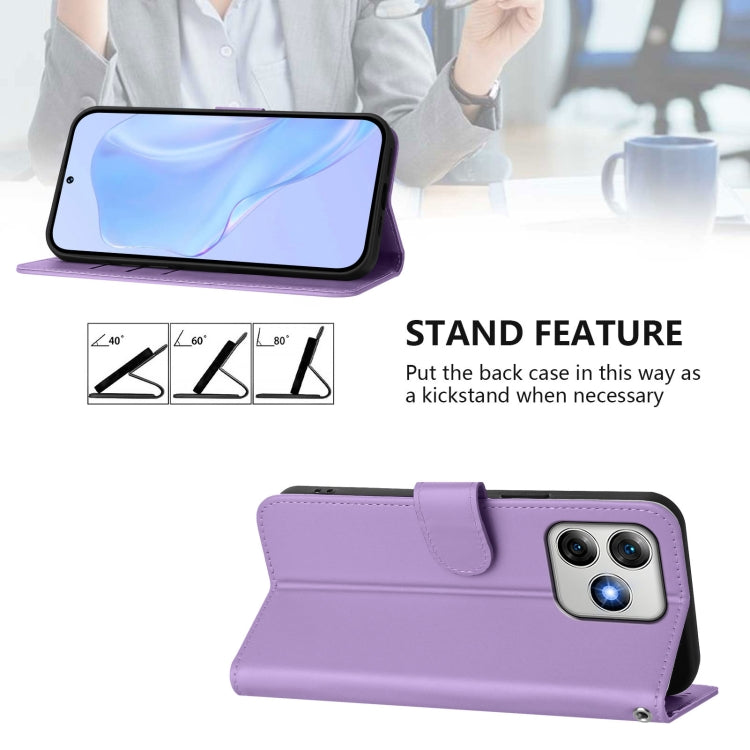 For Ulefone Note 18 Ultra Skin Feel Solid Color Leather Phone Case with Lanyard(Lavender Purple) by buy2fix