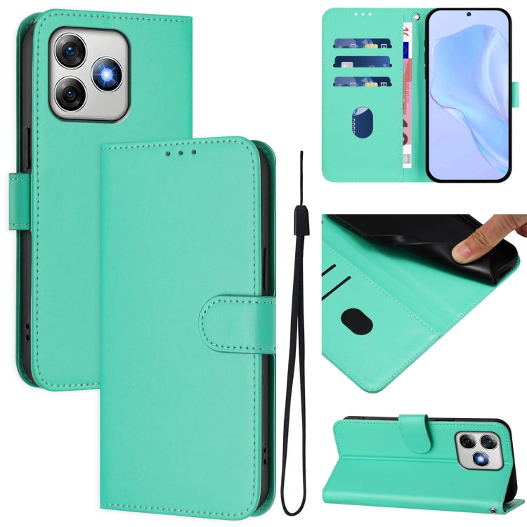 For Ulefone Note 18 Ultra Skin Feel Solid Color Leather Phone Case with Lanyard(Green) by buy2fix