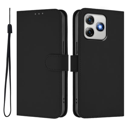 For Ulefone Note 18 Ultra Skin Feel Solid Color Leather Phone Case with Lanyard(Black) by buy2fix