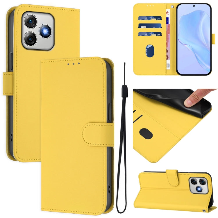 For Ulefone Note 18 Ultra Skin Feel Solid Color Leather Phone Case with Lanyard(Lemon Yellow) by buy2fix