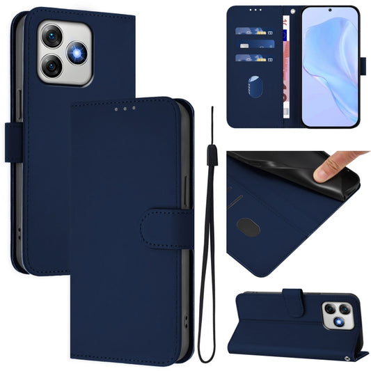 For Ulefone Note 18 Ultra Skin Feel Solid Color Leather Phone Case with Lanyard(Navy Blue) by buy2fix