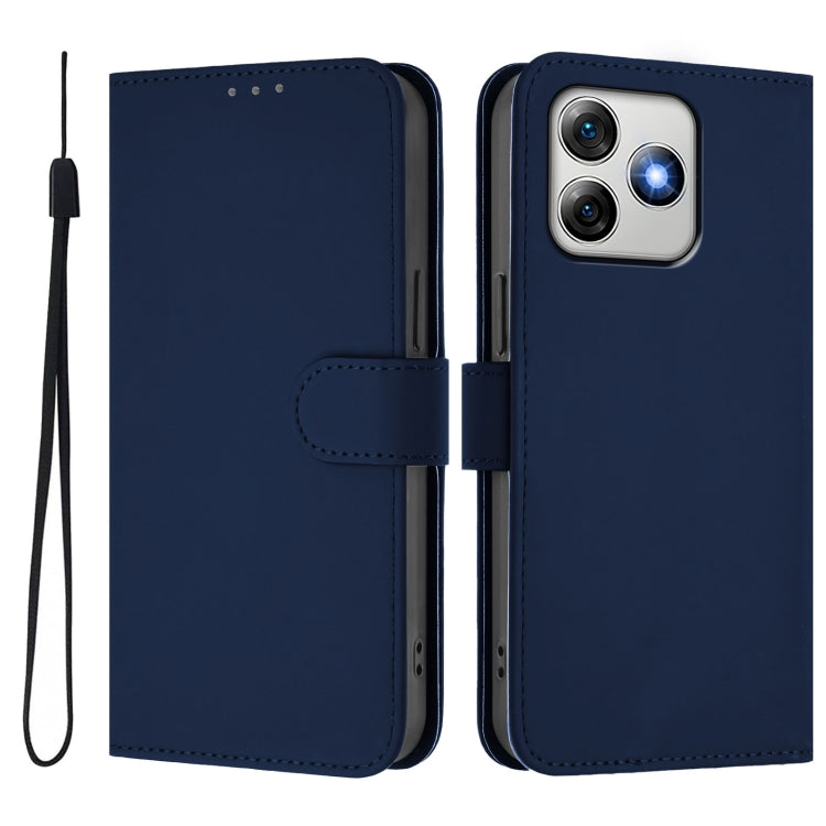 For Ulefone Note 18 Ultra Skin Feel Solid Color Leather Phone Case with Lanyard(Navy Blue) by buy2fix