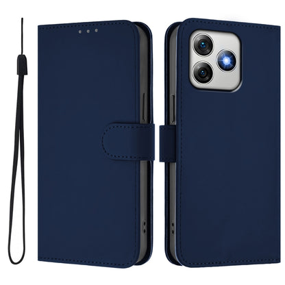 For Ulefone Note 18 Ultra Skin Feel Solid Color Leather Phone Case with Lanyard(Navy Blue) by buy2fix