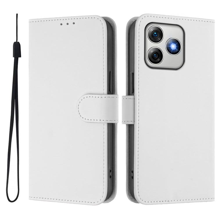 For Ulefone Note 18 Ultra Skin Feel Solid Color Leather Phone Case with Lanyard(White) by buy2fix
