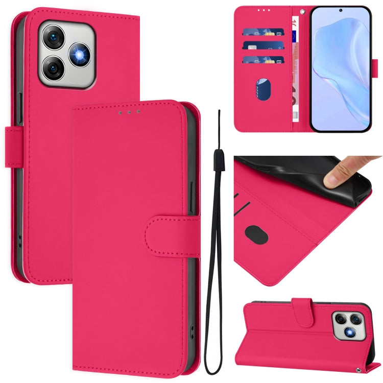 For Ulefone Note 18 Ultra Skin Feel Solid Color Leather Phone Case with Lanyard(Rose Red) by buy2fix