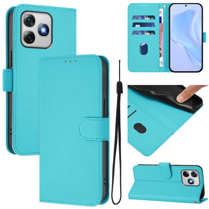For Ulefone Note 18 Ultra Skin Feel Solid Color Leather Phone Case with Lanyard(Lake Blue) by buy2fix