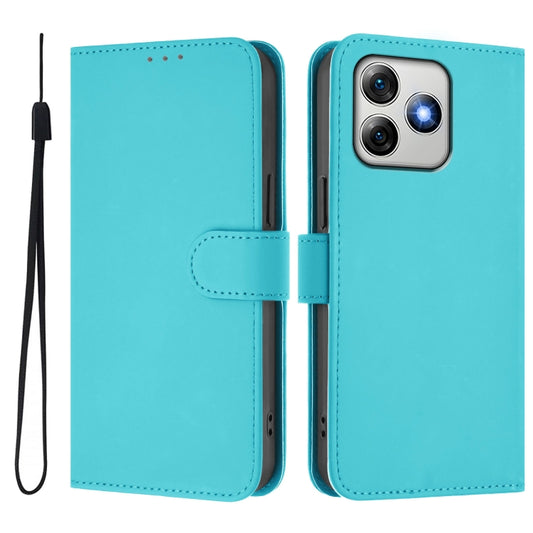 For Ulefone Note 18 Ultra Skin Feel Solid Color Leather Phone Case with Lanyard(Lake Blue) by buy2fix