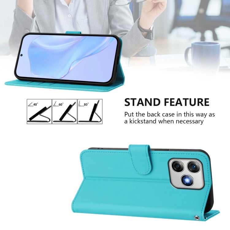 For Ulefone Note 18 Ultra Skin Feel Solid Color Leather Phone Case with Lanyard(Lake Blue) by buy2fix