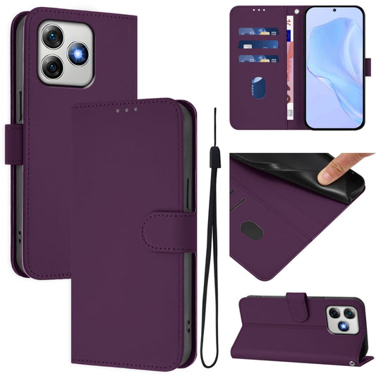 For Ulefone Note 18 Ultra Skin Feel Solid Color Leather Phone Case with Lanyard(Violet) by buy2fix