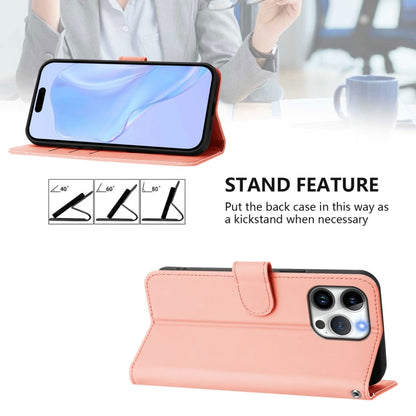 For iPhone 16 Pro Max Skin Feel Solid Color Leather Phone Case with Lanyard(Pink) by buy2fix