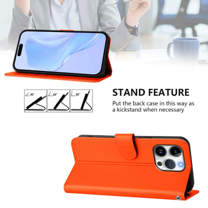 For iPhone 16 Pro Max Skin Feel Solid Color Leather Phone Case with Lanyard(Orange) by buy2fix