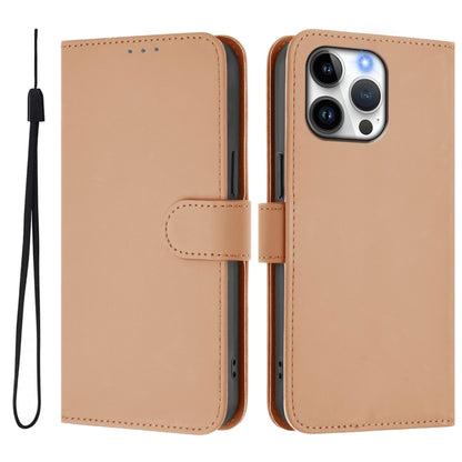 For iPhone 16 Pro Max Skin Feel Solid Color Leather Phone Case with Lanyard(Nude) by buy2fix