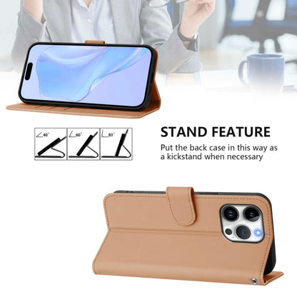 For iPhone 16 Pro Max Skin Feel Solid Color Leather Phone Case with Lanyard(Nude) by buy2fix