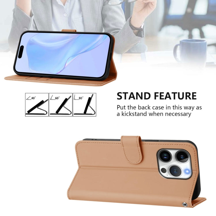 For iPhone 16 Pro Skin Feel Solid Color Leather Phone Case with Lanyard(Nude) by buy2fix