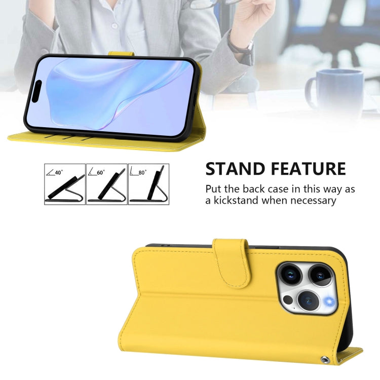 For iPhone 16 Pro Skin Feel Solid Color Leather Phone Case with Lanyard(Lemon Yellow) by buy2fix