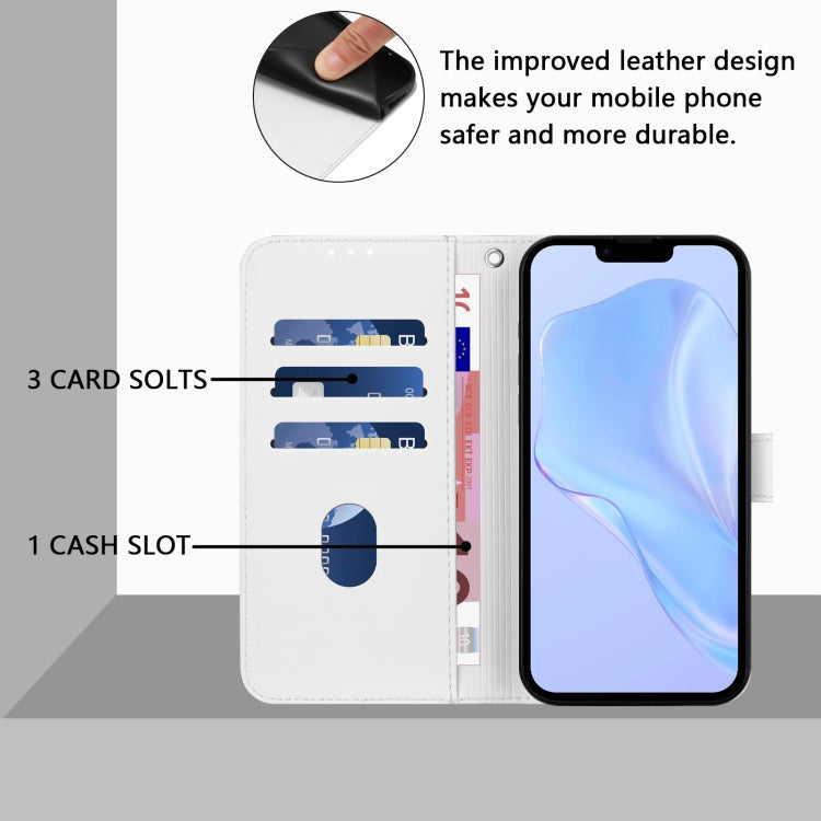For iPhone 16 Pro Skin Feel Solid Color Leather Phone Case with Lanyard(White) by buy2fix