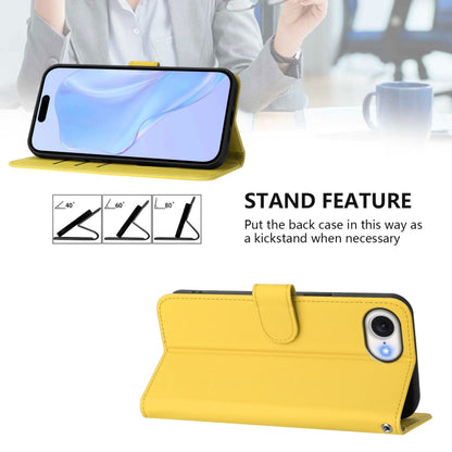 For iPhone 16e Skin Feel Solid Color Leather Phone Case with Lanyard(Lemon Yellow) - iPhone 16e Cases by buy2fix | Online Shopping UK | buy2fix