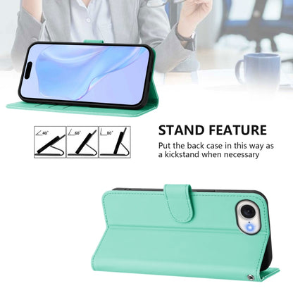For iPhone 16e Skin Feel Solid Color Leather Phone Case with Lanyard(Mint Green) - iPhone 16e Cases by buy2fix | Online Shopping UK | buy2fix