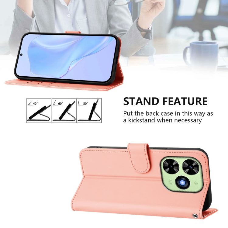 For Tecno Spark Go 2024 4G Skin Feel Solid Color Leather Phone Case with Lanyard(Pink) by buy2fix