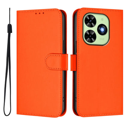 For Tecno Spark Go 2024 4G Skin Feel Solid Color Leather Phone Case with Lanyard(Orange) by buy2fix