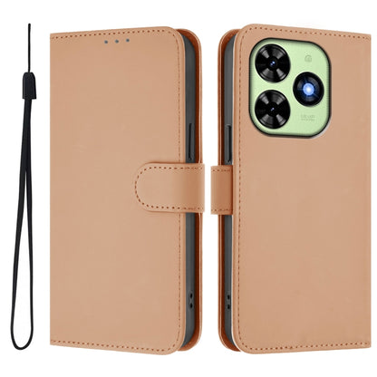 For Tecno Spark Go 2024 4G Skin Feel Solid Color Leather Phone Case with Lanyard(Nude) by buy2fix