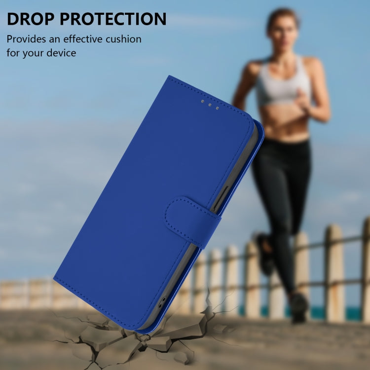 For Tecno Spark Go 2024 4G Skin Feel Solid Color Leather Phone Case with Lanyard(Dark Blue) by buy2fix