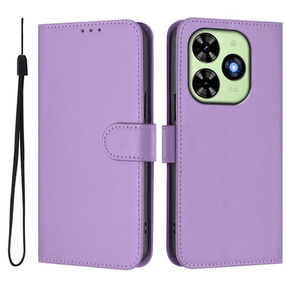 For Tecno Spark Go 2024 4G Skin Feel Solid Color Leather Phone Case with Lanyard(Lavender Purple) by buy2fix