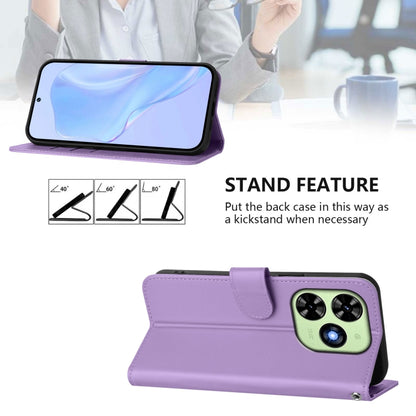 For Tecno Spark Go 2024 4G Skin Feel Solid Color Leather Phone Case with Lanyard(Lavender Purple) by buy2fix