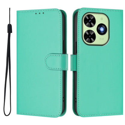 For Tecno Spark Go 2024 4G Skin Feel Solid Color Leather Phone Case with Lanyard(Green) by buy2fix