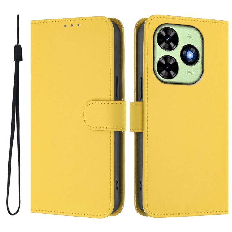 For Tecno Spark Go 2024 4G Skin Feel Solid Color Leather Phone Case with Lanyard(Lemon Yellow) by buy2fix