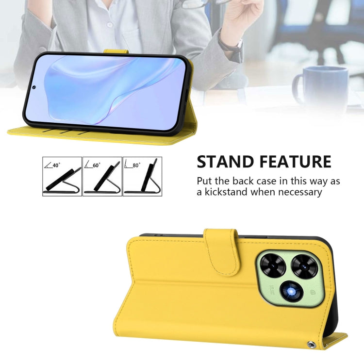For Tecno Spark Go 2024 4G Skin Feel Solid Color Leather Phone Case with Lanyard(Lemon Yellow) by buy2fix