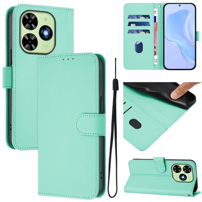 For Tecno Spark Go 2024 4G Skin Feel Solid Color Leather Phone Case with Lanyard(Mint Green) by buy2fix
