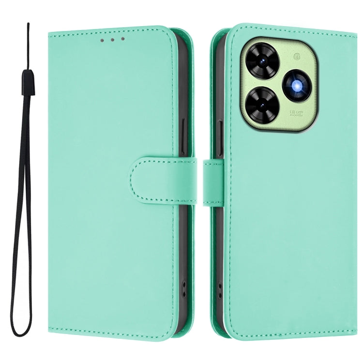For Tecno Spark Go 2024 4G Skin Feel Solid Color Leather Phone Case with Lanyard(Mint Green) by buy2fix