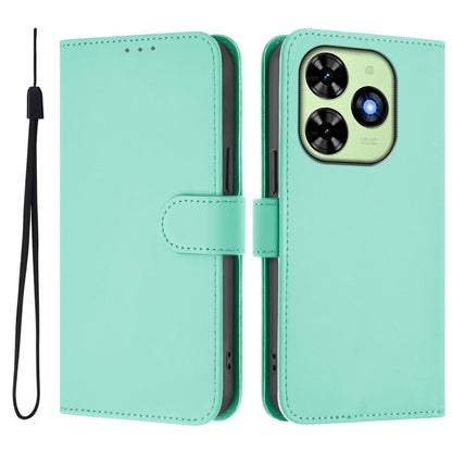 For Tecno Spark Go 2024 4G Skin Feel Solid Color Leather Phone Case with Lanyard(Mint Green) by buy2fix