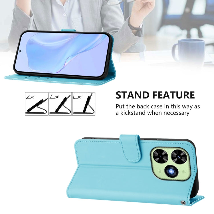 For Tecno Spark Go 2024 4G Skin Feel Solid Color Leather Phone Case with Lanyard(Sky Blue) by buy2fix