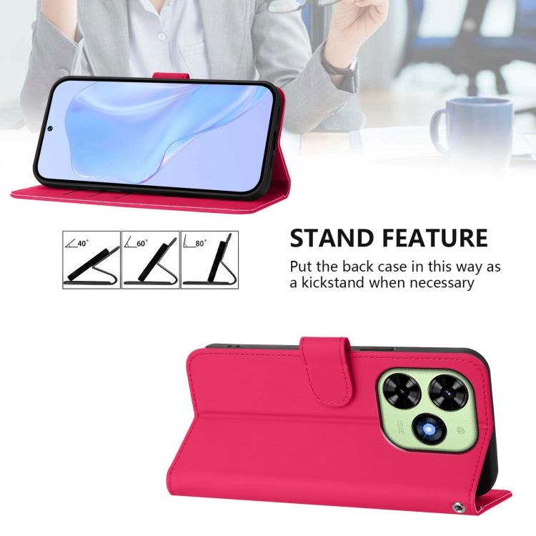 For Tecno Spark Go 2024 4G Skin Feel Solid Color Leather Phone Case with Lanyard(Rose Red) by buy2fix