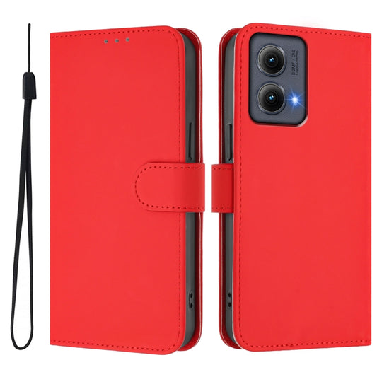 For Motorola Edge 5G 2024 Skin Feel Solid Color Leather Phone Case with Lanyard(Red) by buy2fix