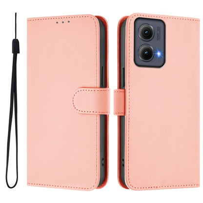 For Motorola Edge 5G 2024 Skin Feel Solid Color Leather Phone Case with Lanyard(Pink) by buy2fix