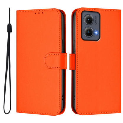 For Motorola Edge 5G 2024 Skin Feel Solid Color Leather Phone Case with Lanyard(Orange) by buy2fix