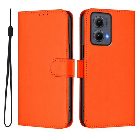 For Motorola Edge 5G 2024 Skin Feel Solid Color Leather Phone Case with Lanyard(Orange) by buy2fix