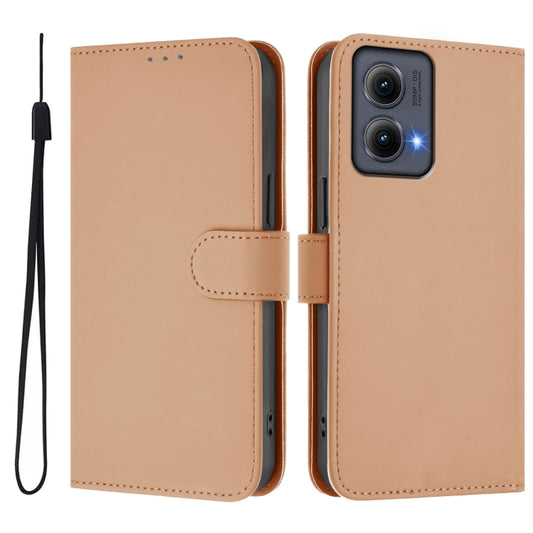 For Motorola Edge 5G 2024 Skin Feel Solid Color Leather Phone Case with Lanyard(Nude) by buy2fix