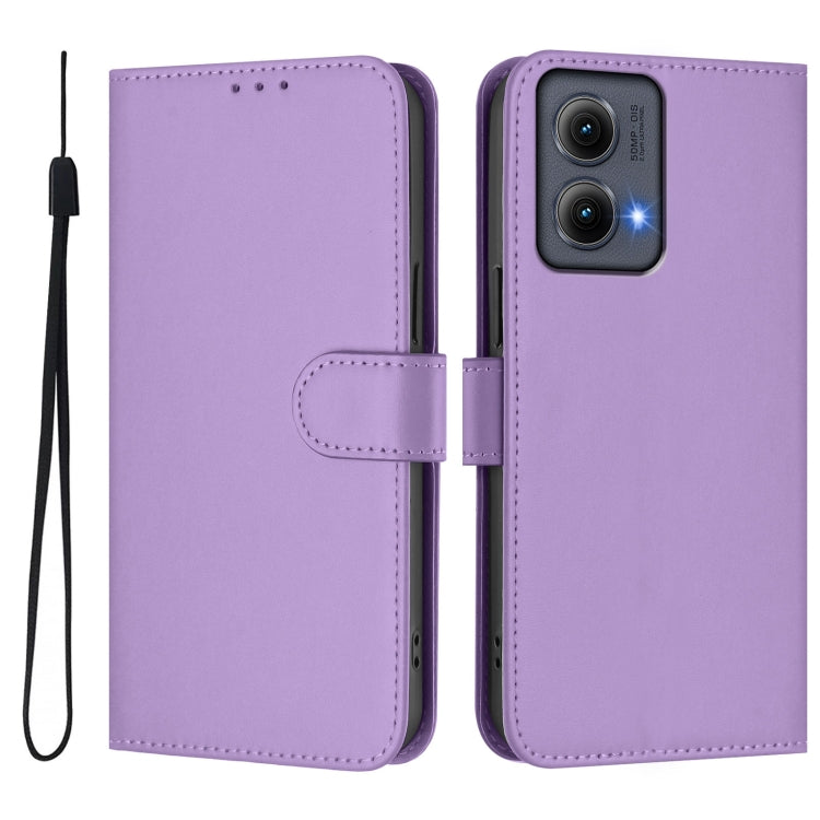 For Motorola Edge 5G 2024 Skin Feel Solid Color Leather Phone Case with Lanyard(Lavender Purple) by buy2fix