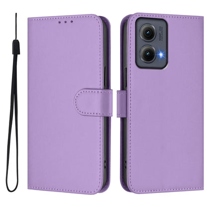 For Motorola Edge 5G 2024 Skin Feel Solid Color Leather Phone Case with Lanyard(Lavender Purple) by buy2fix