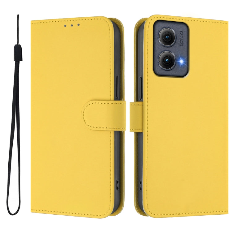For Motorola Edge 5G 2024 Skin Feel Solid Color Leather Phone Case with Lanyard(Lemon Yellow) by buy2fix