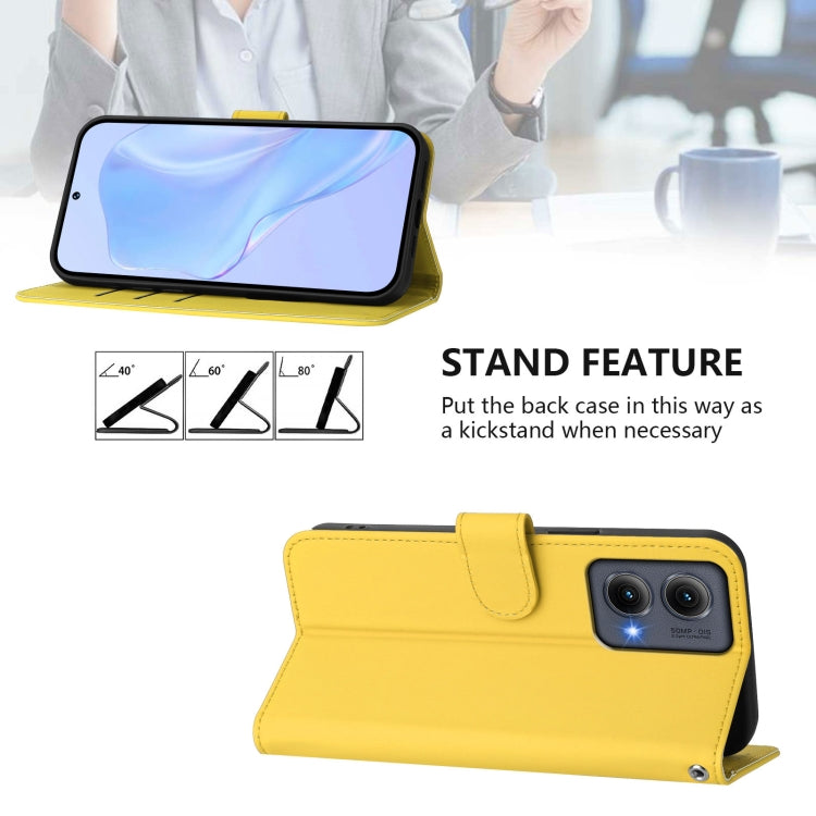 For Motorola Edge 5G 2024 Skin Feel Solid Color Leather Phone Case with Lanyard(Lemon Yellow) by buy2fix