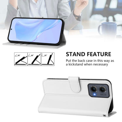 For Motorola Edge 5G 2024 Skin Feel Solid Color Leather Phone Case with Lanyard(White) by buy2fix