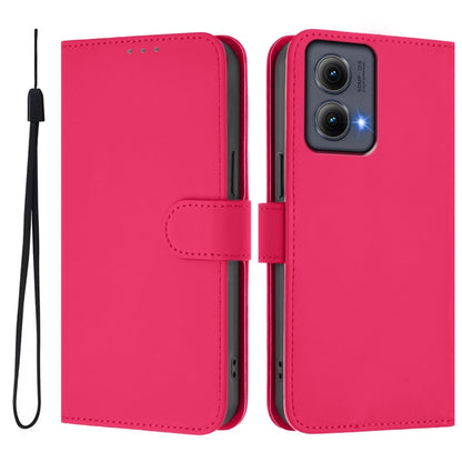 For Motorola Edge 5G 2024 Skin Feel Solid Color Leather Phone Case with Lanyard(Rose Red) by buy2fix