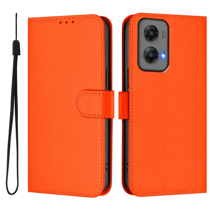 For Motorola Moto G Stylus 5G 2024 Skin Feel Solid Color Leather Phone Case with Lanyard(Orange) by buy2fix
