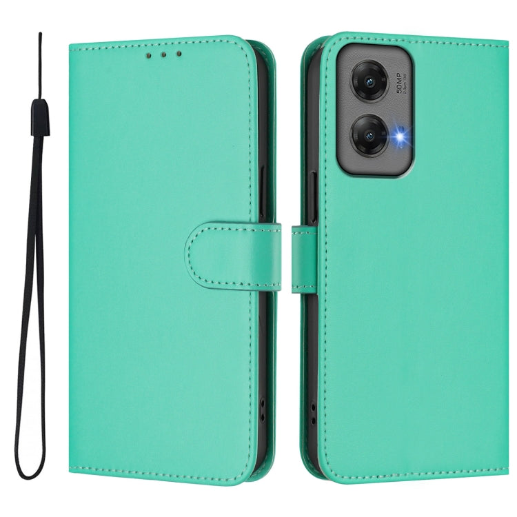 For Motorola Moto G Stylus 5G 2024 Skin Feel Solid Color Leather Phone Case with Lanyard(Green) by buy2fix