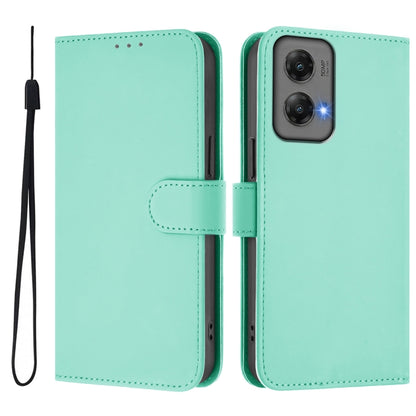 For Motorola Moto G Stylus 5G 2024 Skin Feel Solid Color Leather Phone Case with Lanyard(Mint Green) by buy2fix